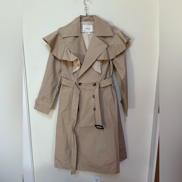 NWOT Anthropologie Ruffled Trench Coat Size Small - Picture 3 of 15